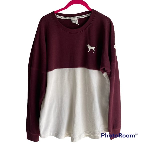 Victoria's Secret PINK Colorblock Ladies Varsity Tunic Sweatshirt, M - Picture 1 of 3